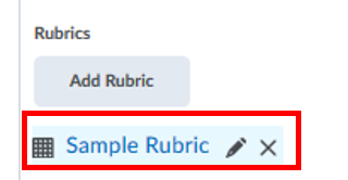 rubric added, edit or remove buttons