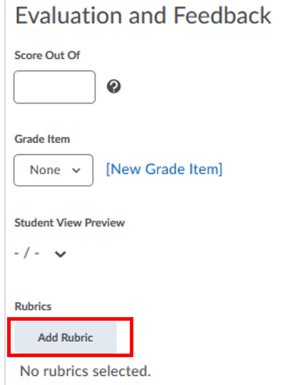 Add a rubric button