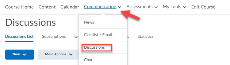 Discussions item under Communication