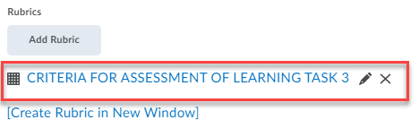 Rubric added, edit and remove options