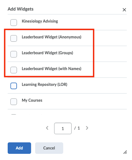Leaderboard Widget