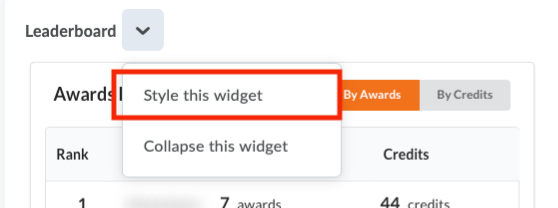 Leaderboard v 
Award I Style this widget 
Collapse th is d get 